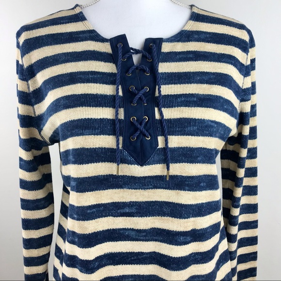 Ralph Lauren Lace-Up Ribbed Long-Sleeve Henley-Style Shirt Top Size XL NEW - Picture 6 of 10